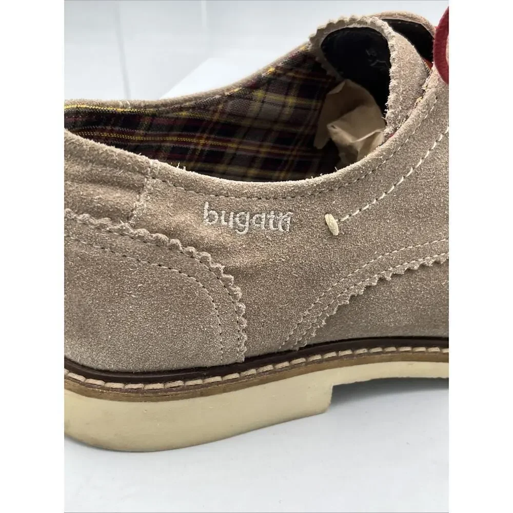 Bugatti Men's EU 46 US 13 Tan Suede Derby Lace-Up Shoes Comfort Classic